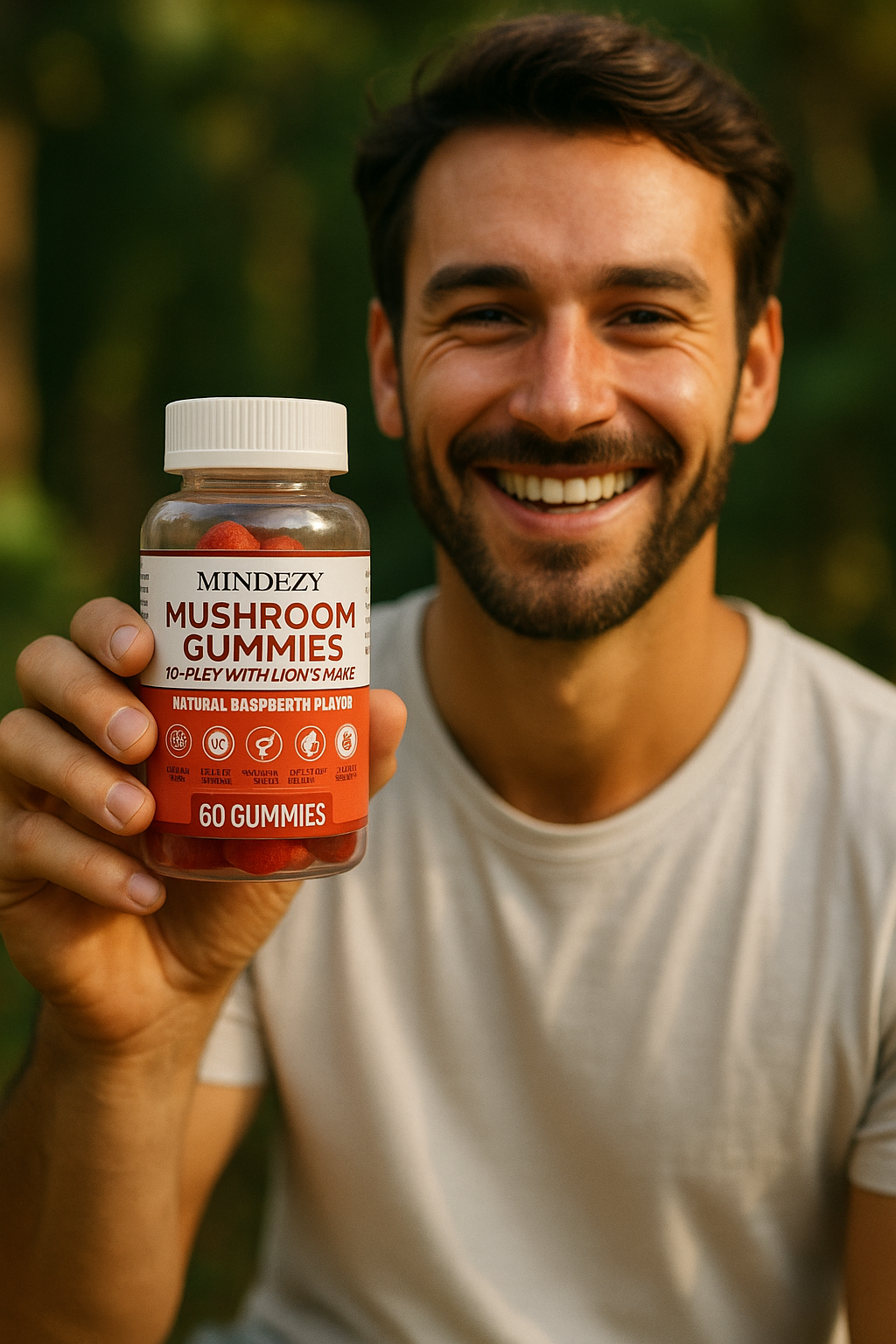 MINDEZY Mushroom Gummies 10-Plex with Lion’s Mane, Raspberry Flavor | 60 Vegan Gummies