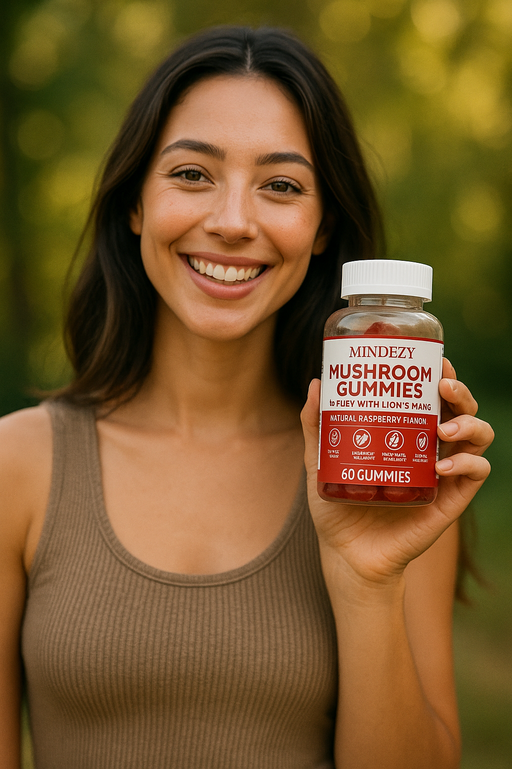 MINDEZY Mushroom Gummies 10-Plex with Lion’s Mane, Raspberry Flavor | 60 Vegan Gummies