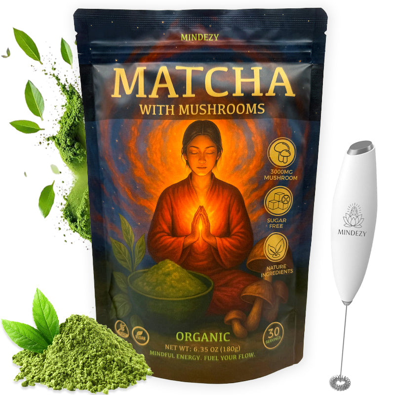 MINDEZY Matcha with Mushrooms - Focused Energy for Mind & Body (30 Servings)