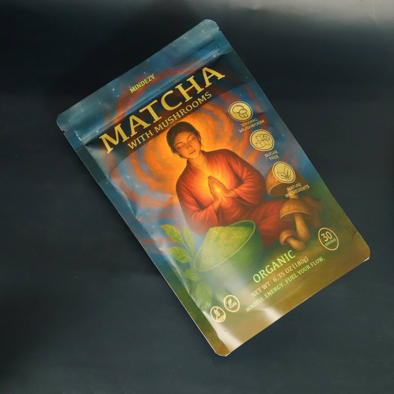 MINDEZY Matcha with Mushrooms - Focused Energy for Mind & Body (30 Servings)