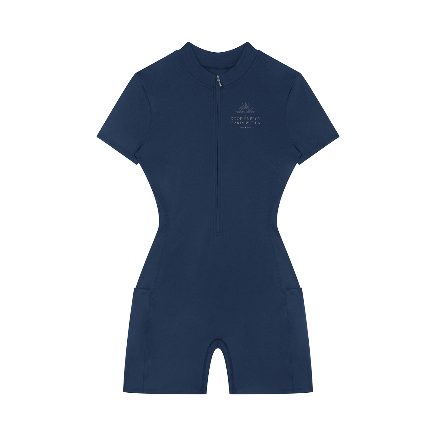Mindezy Women's Quarter-Zip Short Sleeve Romper
