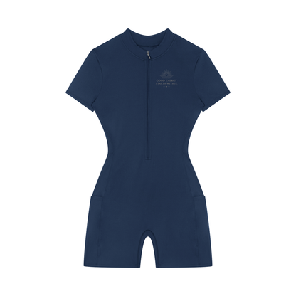 Mindezy Women's Quarter-Zip Short Sleeve Romper