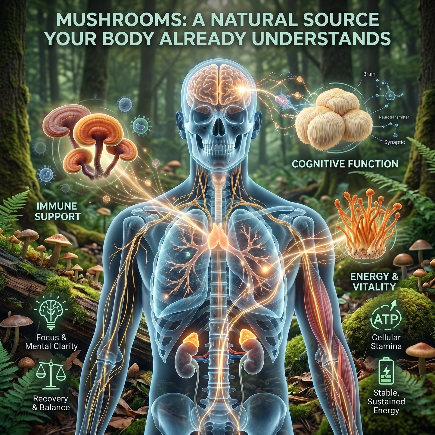 MINDEZY Mushroom Gummies 10-Plex with Lion’s Mane, Peach & Mango Flavor | 60 Vegan Gummies | Non-Psychoactive