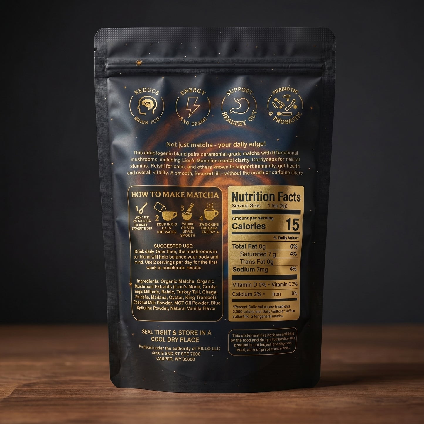 MINDEZY Organic Matcha with Mushrooms - Focused Energy for Mind & Body (30 Servings) | Non-Psychoactive