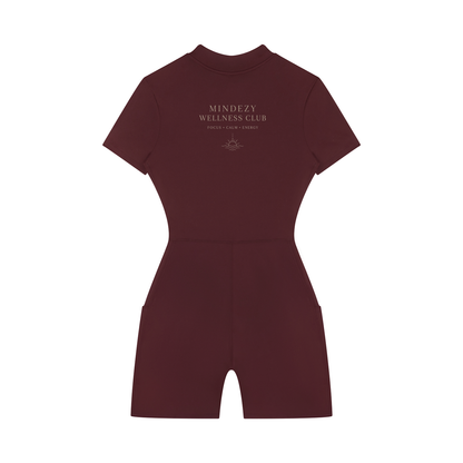 Mindezy Women's Quarter-Zip Short Sleeve Romper