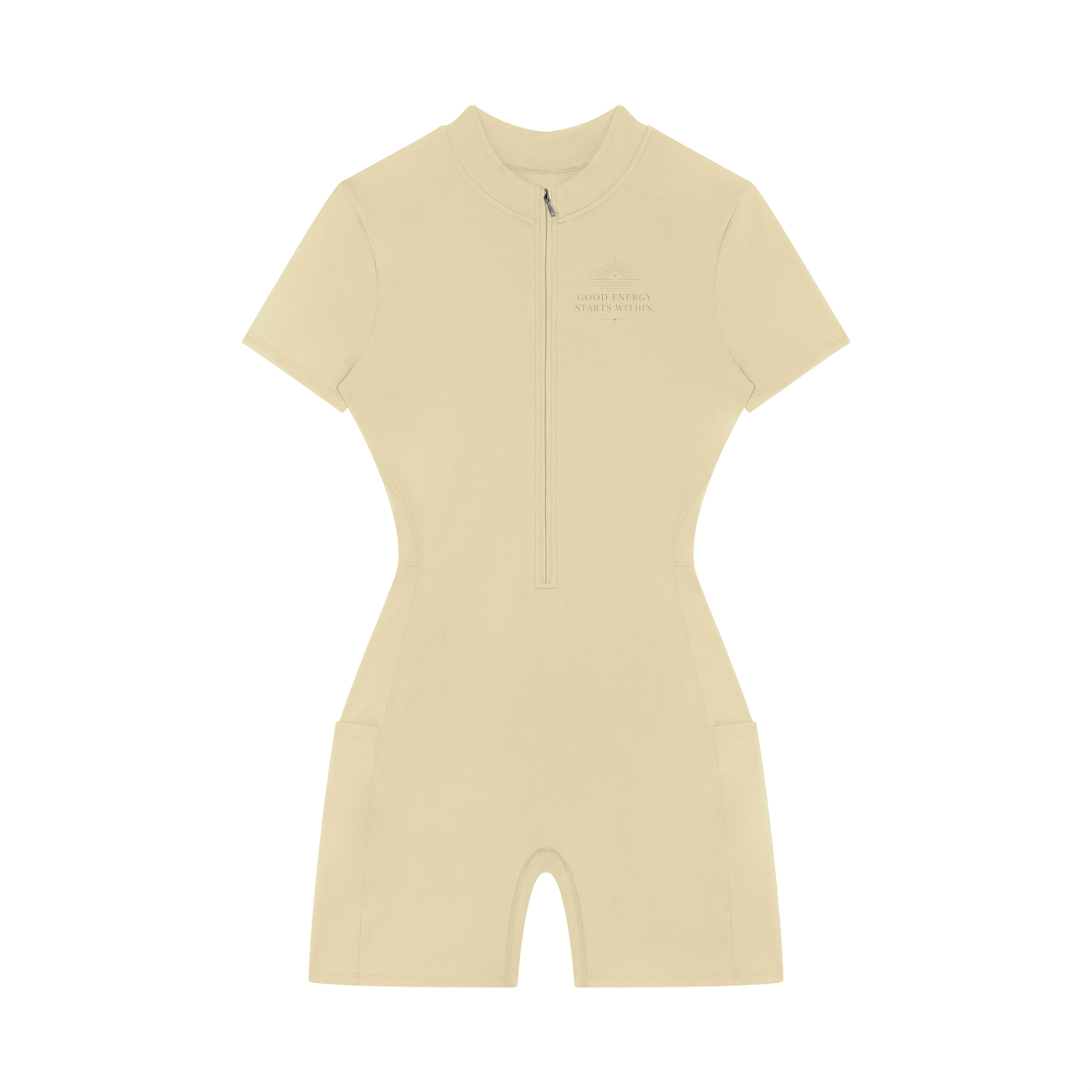 Mindezy Women's Quarter-Zip Short Sleeve Romper
