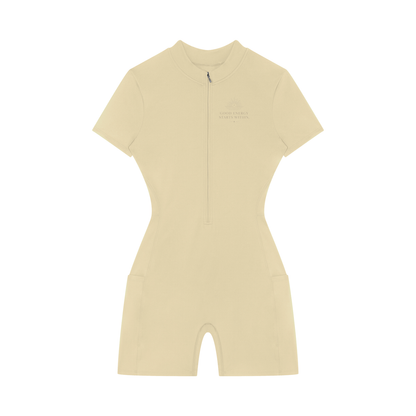 Mindezy Women's Quarter-Zip Short Sleeve Romper