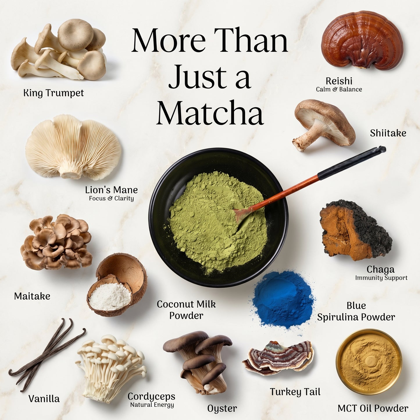 MINDEZY Organic Matcha with Mushrooms - Focused Energy for Mind & Body (30 Servings) | Non-Psychoactive