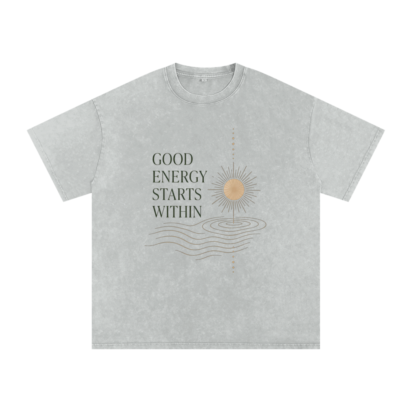 "Good Energy Starts Within" - Washed  Oversized Cotton, Premium Mindezy T-Shirt