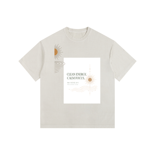 "Clean Energy" - Vintage Washed Oversized Cotton, Light Apricot Premium Mindezy T-Shirt