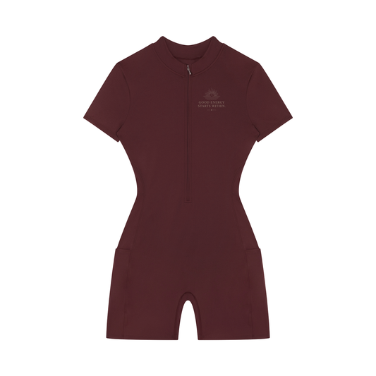 Mindezy Women's Quarter-Zip Short Sleeve Romper