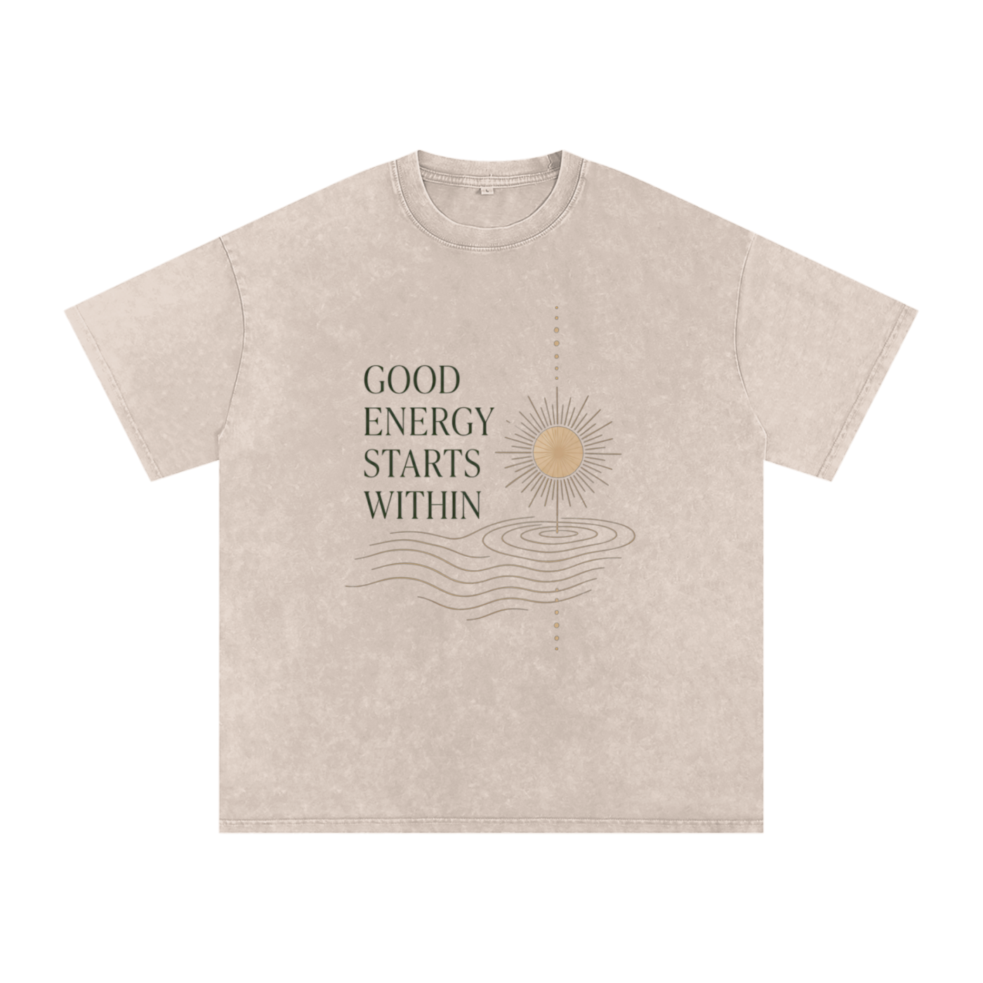 "Good Energy Starts Within" - Washed  Oversized Cotton, Premium Mindezy T-Shirt