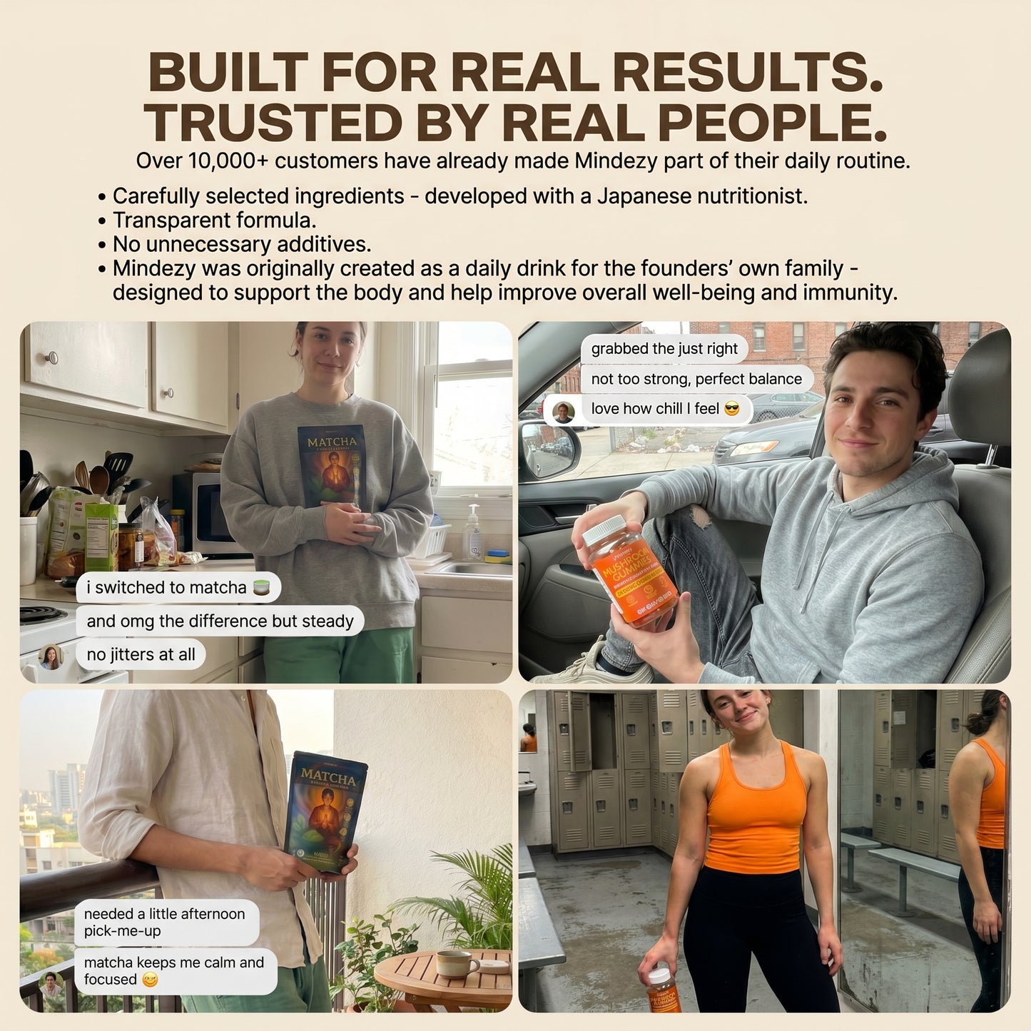 MINDEZY Organic Matcha with Mushrooms - Focused Energy for Mind & Body (30 Servings) | Non-Psychoactive