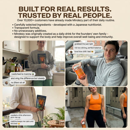 MINDEZY Organic Matcha with Mushrooms - Focused Energy for Mind & Body (30 Servings) | Non-Psychoactive