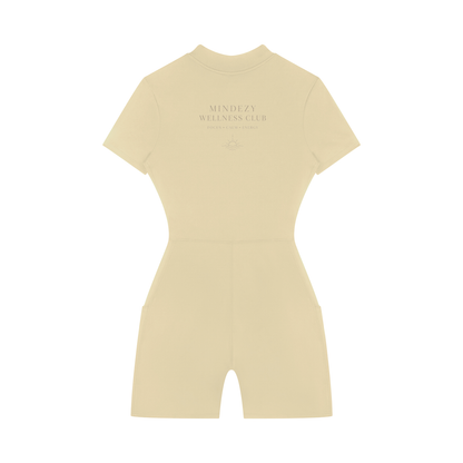 Mindezy Women's Quarter-Zip Short Sleeve Romper