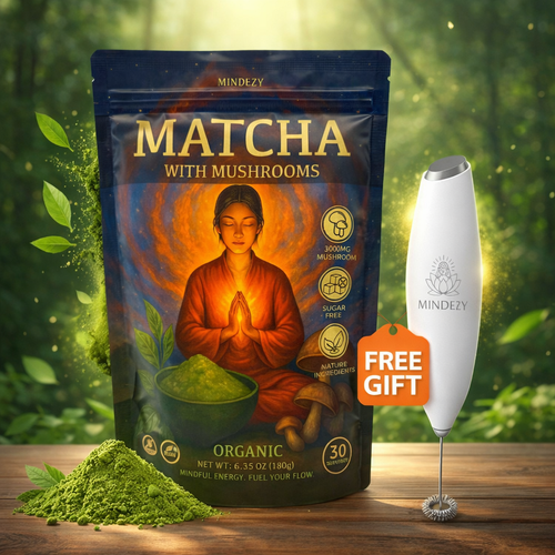 MINDEZY Matcha with Mushrooms - Focused Energy for Mind & Body (30 Servings)