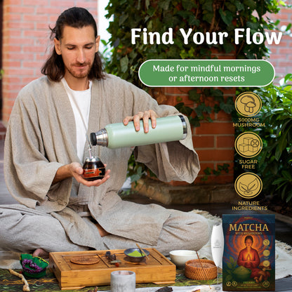 MINDEZY Matcha with Mushrooms - Focused Energy for Mind & Body (30 Servings)