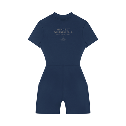 Mindezy Women's Quarter-Zip Short Sleeve Romper