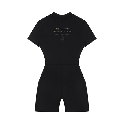 Mindezy Women's Quarter-Zip Short Sleeve Romper