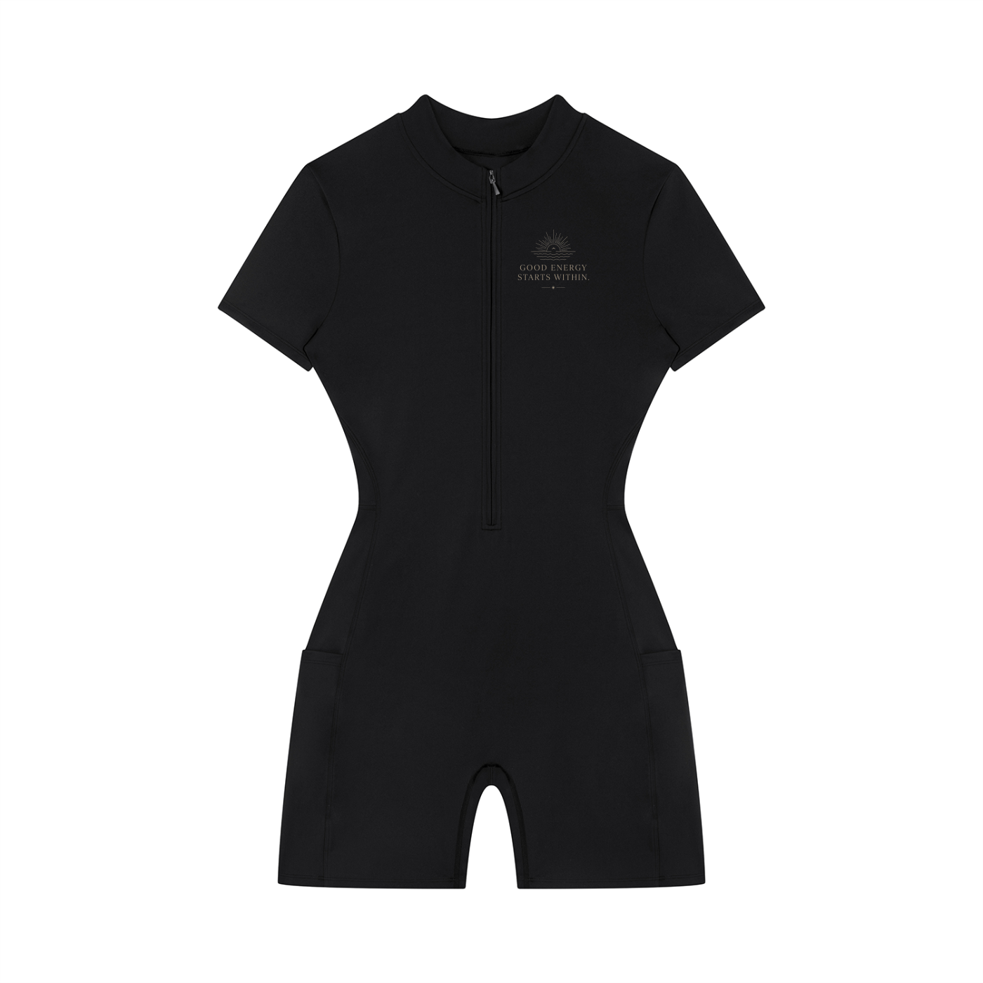 Mindezy Women's Quarter-Zip Short Sleeve Romper