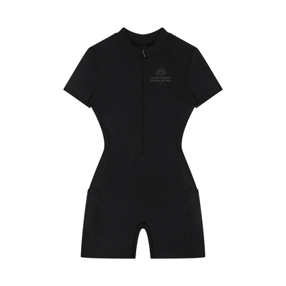 Mindezy Women's Quarter-Zip Short Sleeve Romper